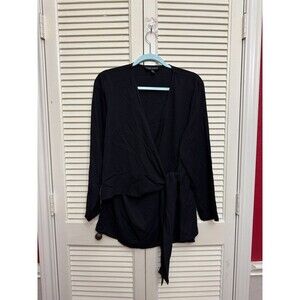 Ming Wang Sweater Women’s M black minimalist  workwear career cardigan